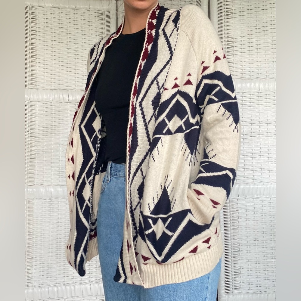 Navy and Maroon Tribal Sweater -L